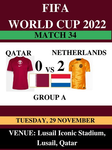 Qatar Vs Netherlands, Match 34, FIFA World Cup 2022