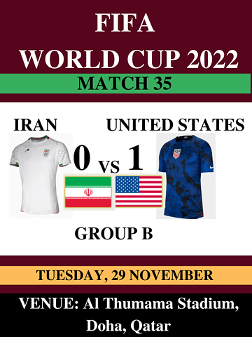 Iran Vs United States, Match 35, FIFA World Cup 2022