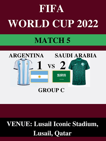 Argentina Vs Saudi Arabia, Match 5, FIFA World Cup 2022