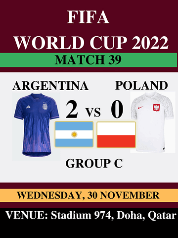 Argentina Vs Poland, Match 39, FIFA World Cup 2022