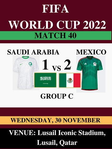 Saudi Arabia Vs Mexico, Match 40, FIFA World Cup 2022